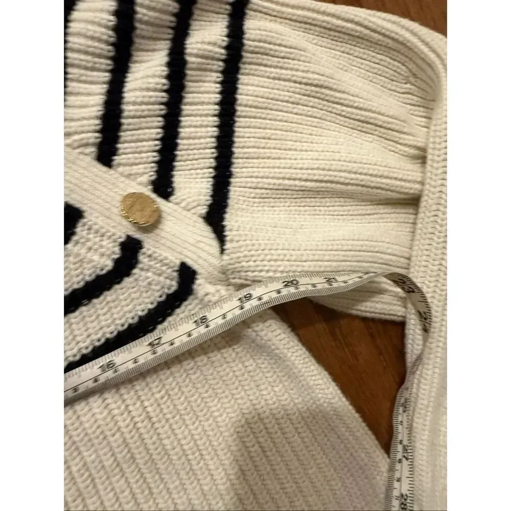 H&M preppy mariner striped bottom sweater chunky knit M